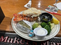 lobster tail with baked potato